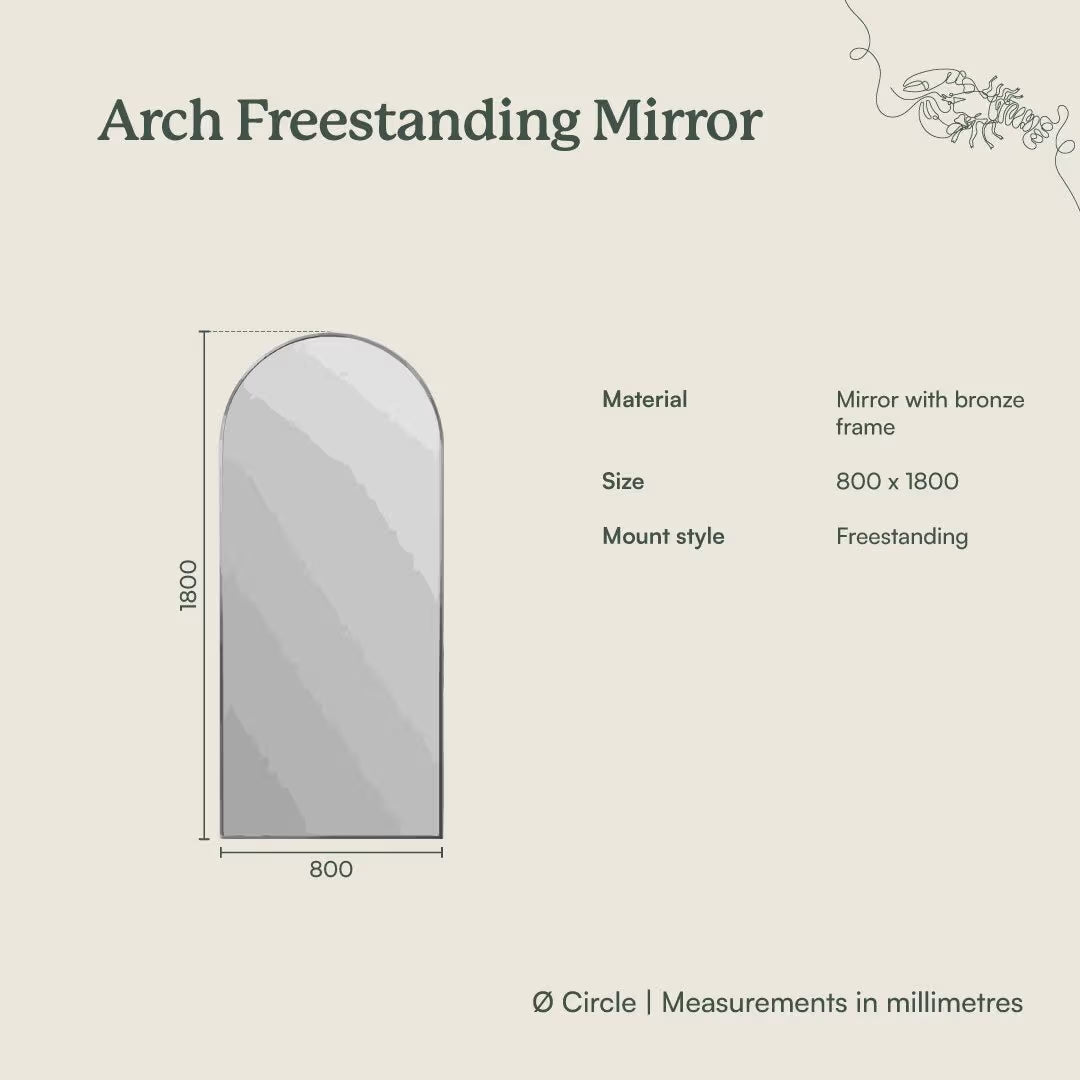 Arch Full Length Mirror Warm Brushed Nickel